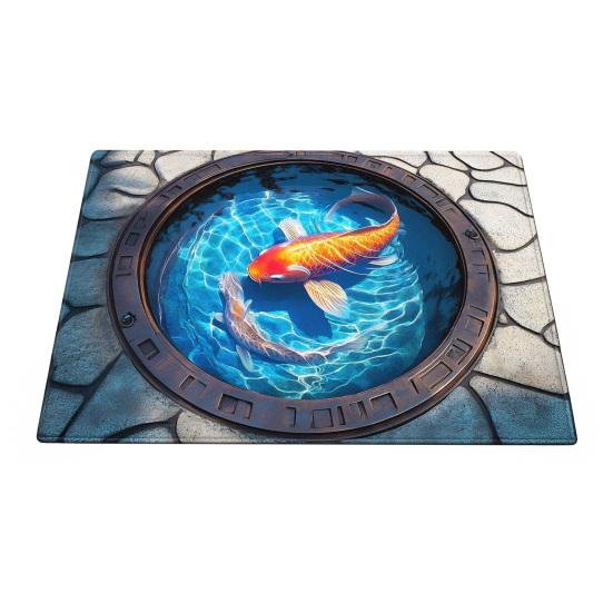 3D Optical Illusion Rug Realistic Pond Fish Door Mat Absorbent Entrance Rug Deep Sea Floor Mat