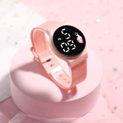 Electronic Watch Touchscreen LED Display Soft Band Round Life Waterproof Solid Color Kids Students Digital Watch Daily Wear