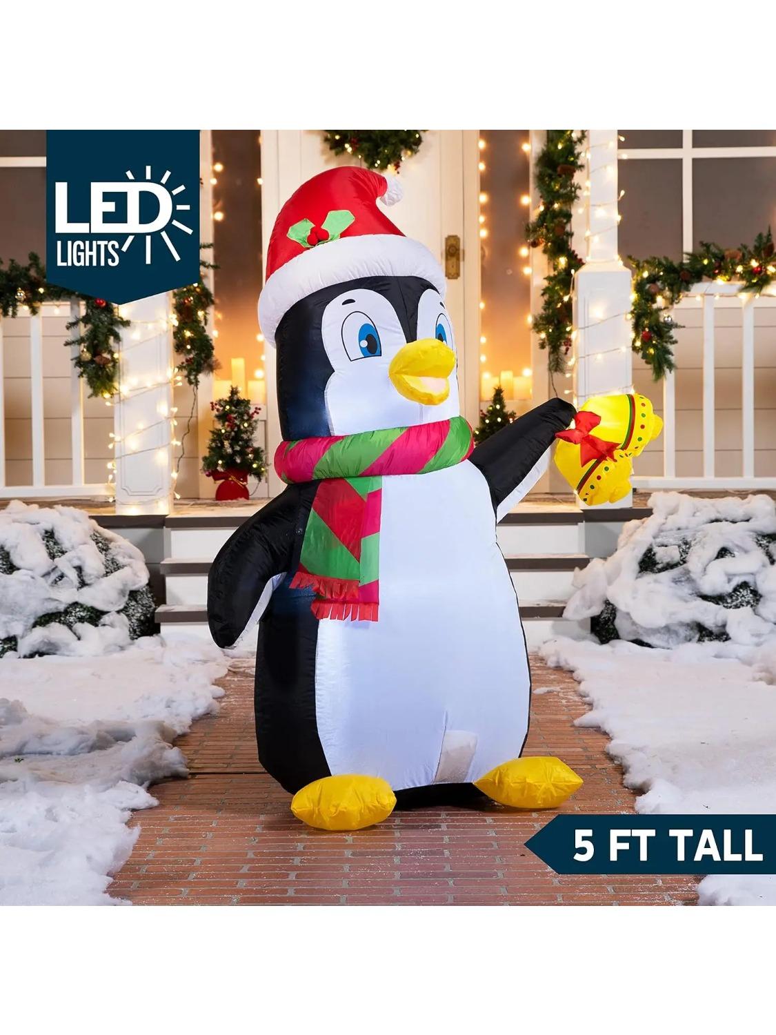

Joyfy 5 FT Christmas Inflatables Penguin Outdoor Decorations Christmas Blow Ups Yard with Built-in LEDs for Holiday Party