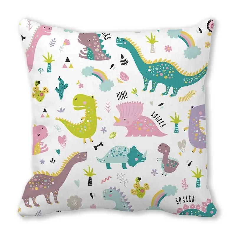 Office Sofa Car Cushion Cover Luxury Home Decoration Pillow Cover Cute Cartoon Little Dinosaur Animal Pattern