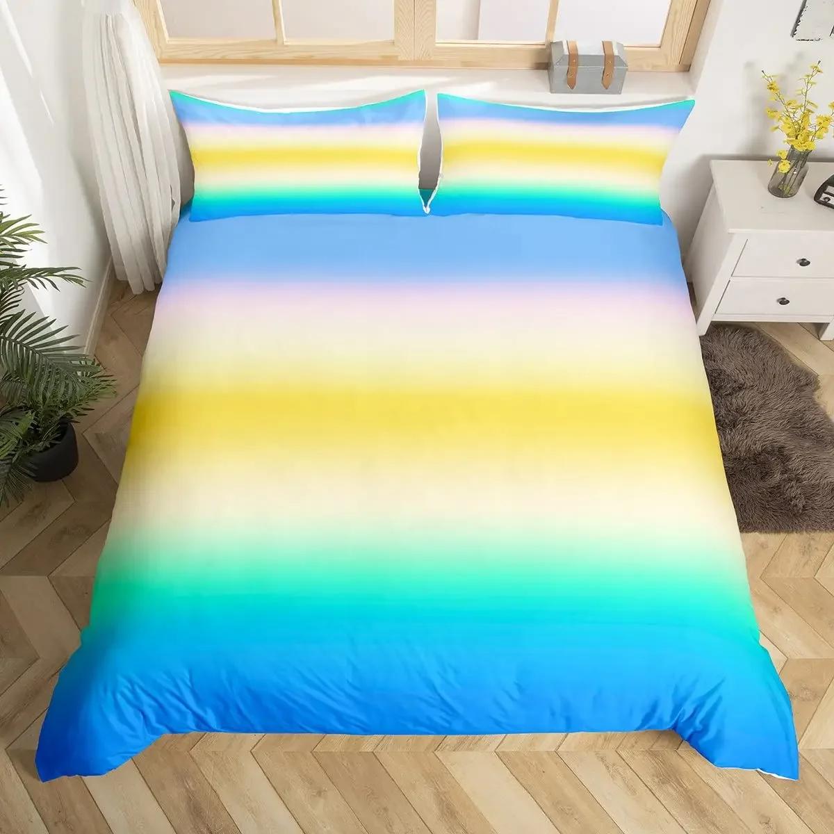 

Comforter Rainbow Conch Colorful Rainbow Bedding Set For Kids Girls Microfiber Multicolor Comforter Twin King Size Comforter (quilt)-EU Single(135*200cm)3pcs