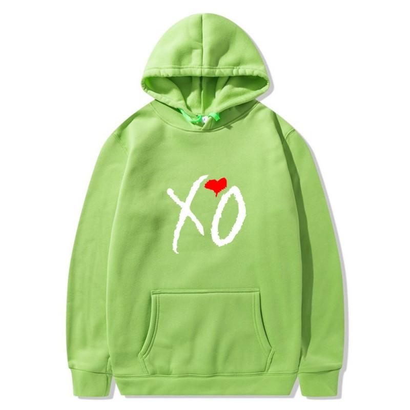 Mens Oversized Hooded Sweatshirt With XO Letter Print Loose Fit Streetwear Casual Top