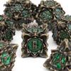 7 Pcs Copper Green Lotus Flower  Metal Dice Solid Metal Polyhedral Dice Set Suitable for Role-Playing RPG  Board Game Card Game