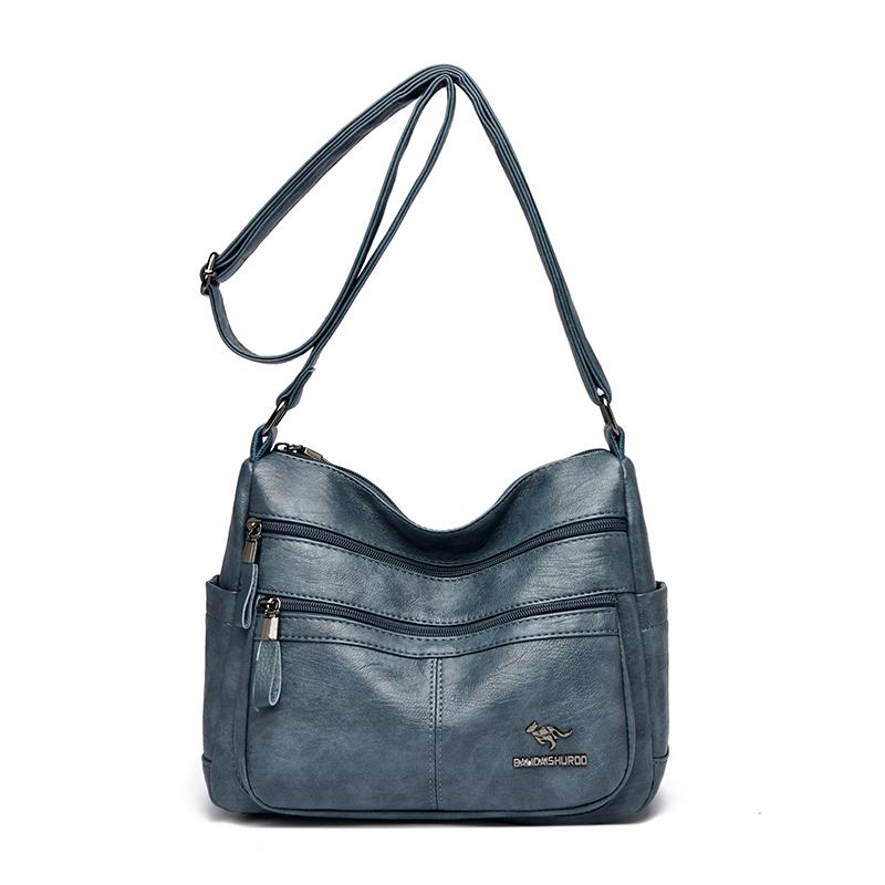 

Модна жіноча сумка кросбоді, повсякденна ретро сумка на плече, текстура м якої шкіри, жіноча модна простота, європейський тренд ретро 28*10*24 синій