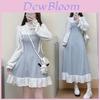 Vintage Style Knitted Dress With Tie Bow And Spliced Design For Spring Autumn Casual Wear