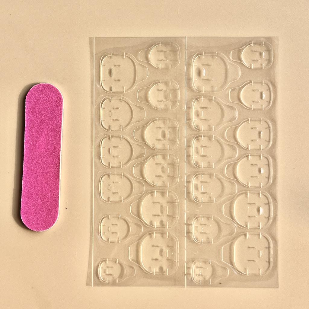 24pcs Glossy Nude Glitter Press On Nails with Golden Edge and Full Cover Medium Oval Design - Easy To Apply and Remove with Glue Sticker and Nail File