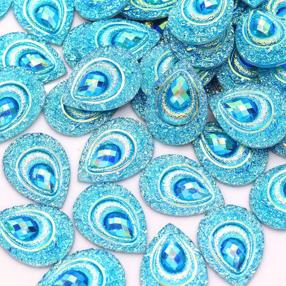 

Golden Peacock Rhinestones Water Droplets Resin Ornaments for DIY Clothing Accessories Teardrop Flatback Crystals Craft 18x25mm 20 pcs