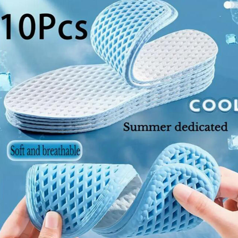 5Pairs Summer Cool Feeling Sports Insoles Shoe Insert for Men Women Sweat-absorbing Breathable Outdoor Barefoot Shoe Liners