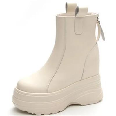 11cm Women's Platform Ankle Boots Fashion High Heels Ladies Autumn Winter Boots Rubber Sole Women Leather Ankle Boot Shoes