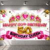 Birthday  Backdrop Gold Number Balloons Birthday Celebration Display 50th Celebration Banner Pink 50th Birthday Display