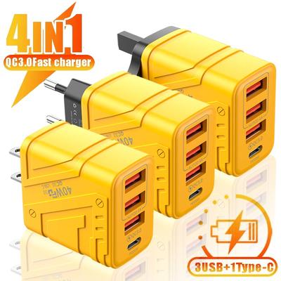 40W USB Chargers Type C Phone Fast Charging Adapter 3 USB 1PD QC 3.0 Wall Charger for IPhone 16 15 14 Pro Max Samsung Xiaomi Huawei