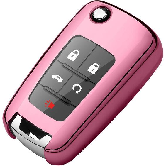 Tukellen for Chevrolet Key Fob Cover Premium Soft TPU Full Protection Key Shell Case Compatible with Chevy Camaro Cruze Impala Equinox Volt Spark