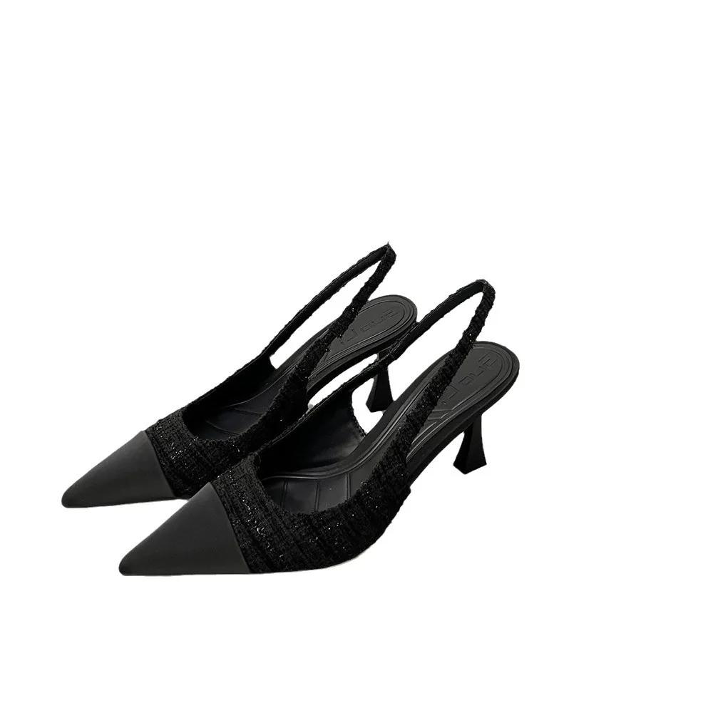 Low Heels Real Leather Slingbacks Shoes Women Square Toe Pumps Thick Heel Shoes Brand Design Lady Footwear  Size Rubber