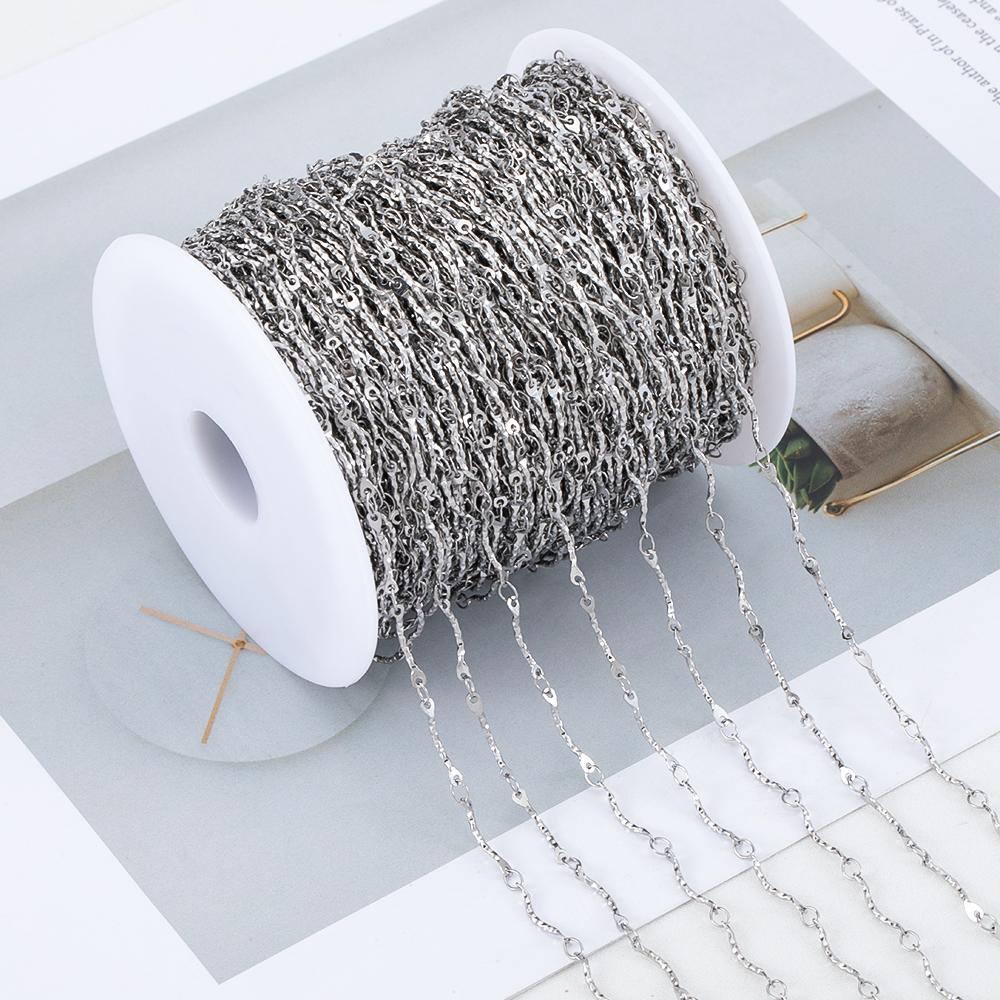 No Fade 1meter Stainless Steel Spiral Twist Stick Link Chain Wave Metal Chain for DIY Necklaces Bracelet Jewelry Making Findings