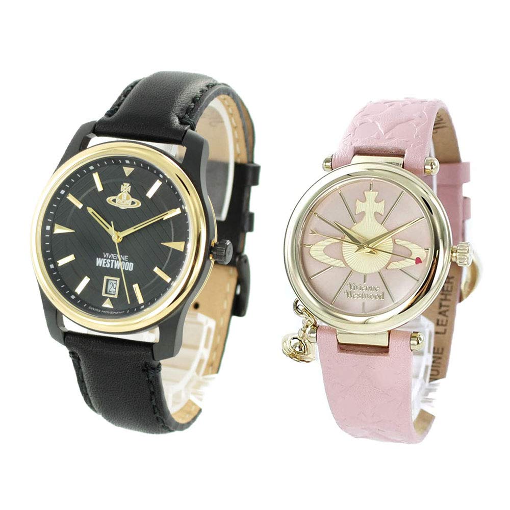 Vivienne Westwood Pair Watch Storage Box for Men and Black and Pink VV185BKBKVV006PKPK Women, Leather, [Used]