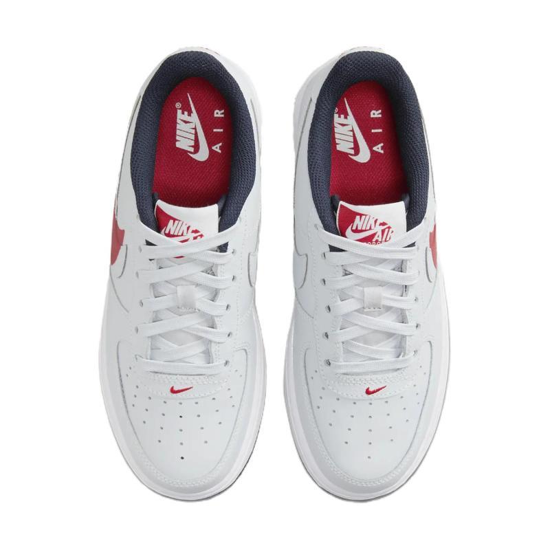 Nike Air Force 1 Cushioning Abrasion Resistant Breathable Low Top Kids' Skateboarding Shoes Gray Red Sneakers FQ4118-001