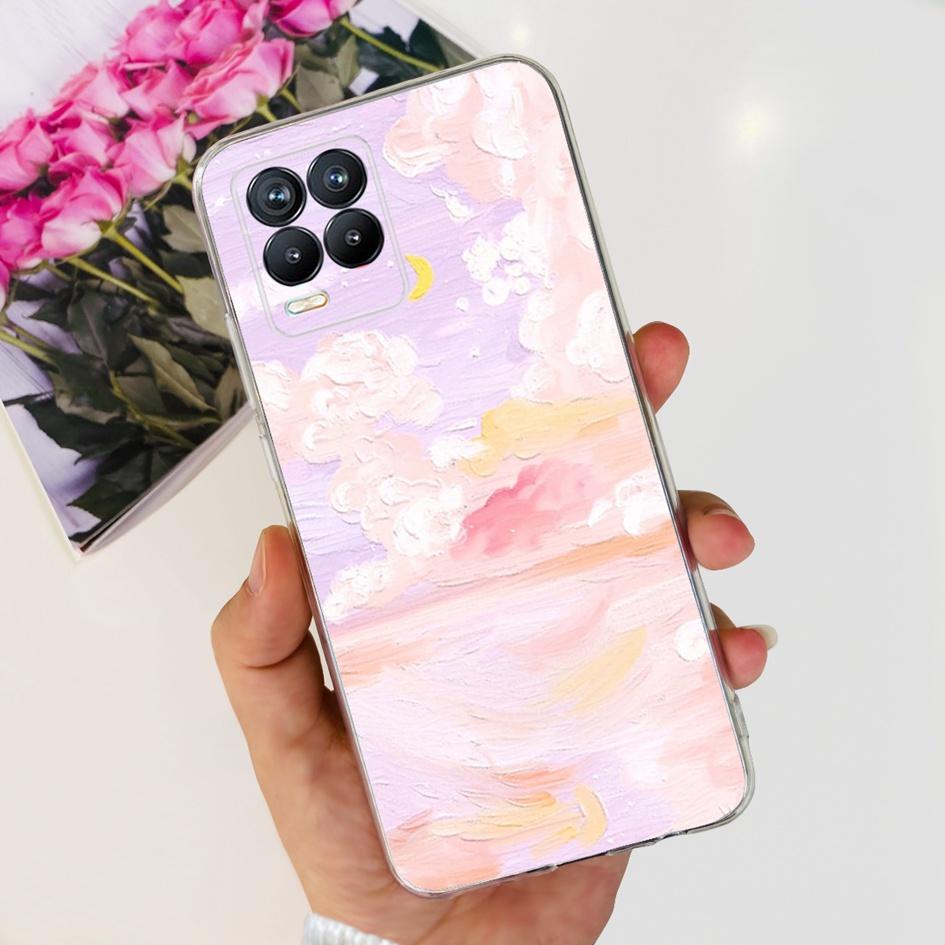 For Realme 8 Pro Case Fashion Flower Love Heart Soft Silicone Clear Cover For Realme 8 5G RMX3241 Funda on Realme8 RMX3085 Coque