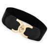 Women's Golden Rotating Lock Elastic Waistband Four Seasons All-Match Waist Seal Women's Elastic Wide Belt Four