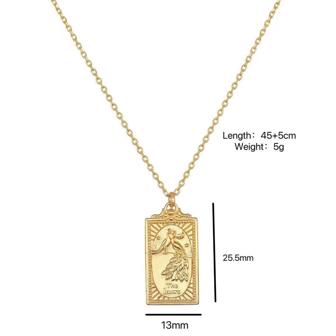 

Titanium Steel Color-Preserving Retro Classic Tarot Necklace, Fashionable Retro Fashion Pendant Jewelry