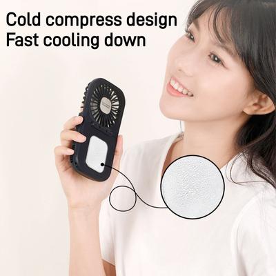 Portable Fan Outdoor Handheld Cold Compress Fan USB Rechargeable 2000mah Battery Powered 180° Folding Air Cooler