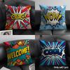 Welcome Omg Cushion Cover Summer Breathable Linen Organic Fabric Double-Sided Printing Sofa Pillow Case Home Decor