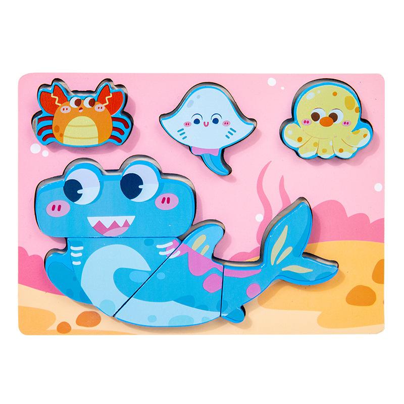 Montessori dřevěné puzzle pro batolata pro děti Montessori hračky pro batolata 2 3 4 5 let Nejlepší 3D puzzle vzdělávací hračka dinosaura