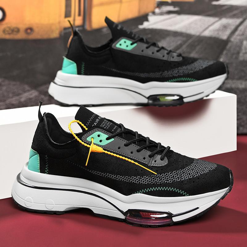 Vier Jahreszeiten Erstschicht Samt Rindsleder Low-Top Luftkissen Paar Sportschuhe Atmungsaktiv Übergröße Freizeitschuhe