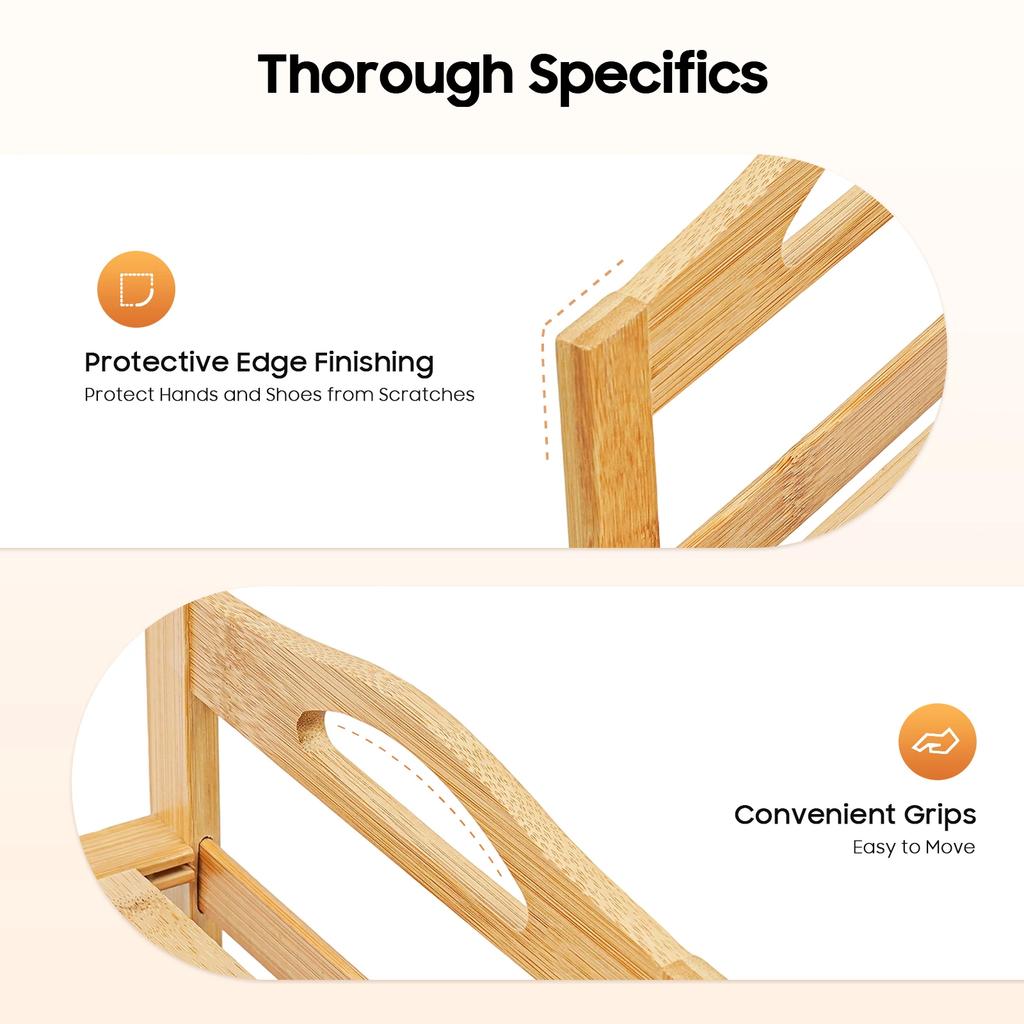 4-Layer Natural Bamboo Shoe Rack, Multi-Functional Open Shoe Storage Rack,  for Entryway, Hallway,Closet Shoe Organization