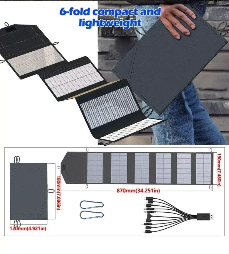 15W Portable Folding Solar Panel for Camping, Outdoor USB Charging