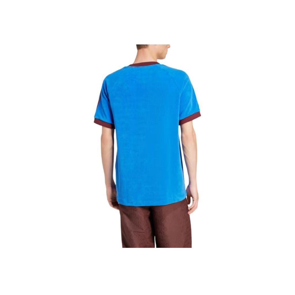 adidas Originals Striped Crew Neck Slim Fit Raglan Short Sleeve T-Shirt Men Tops Blue JN5964