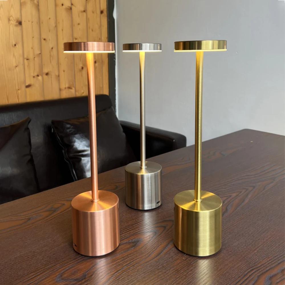 3 Color Touch Control Cordless LED Desk Lamp, Rechargeable Alloy Nordic Ambient Night Light for Bar Home Restaurant