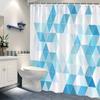 1pc Geometric Triangle Shower Curtain - Blue & White Interconnected Triangles, Gradient Effect, Minimalist Abstract Design