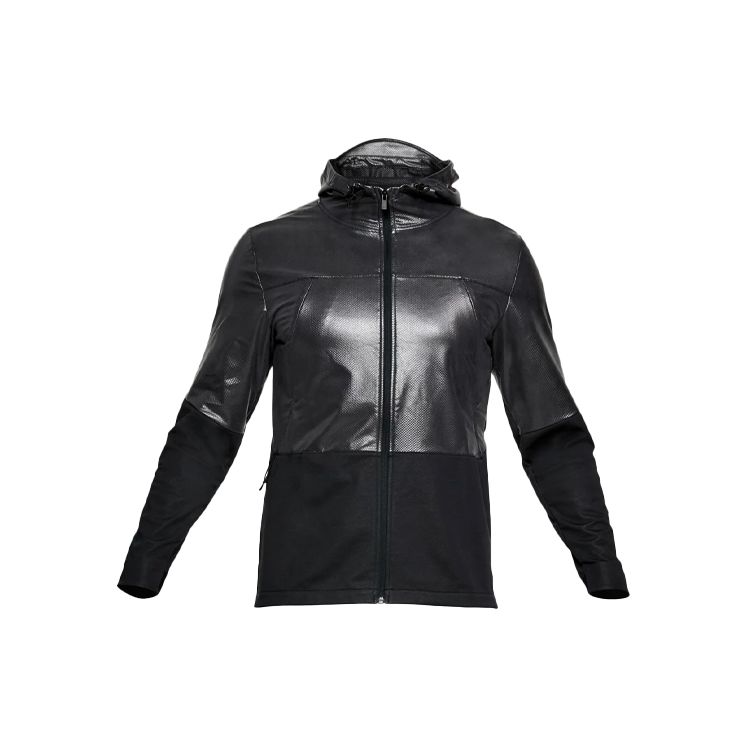 Under Armour Hybrid Spliced Hooded Windbreaker Men Black 1306456-001 M