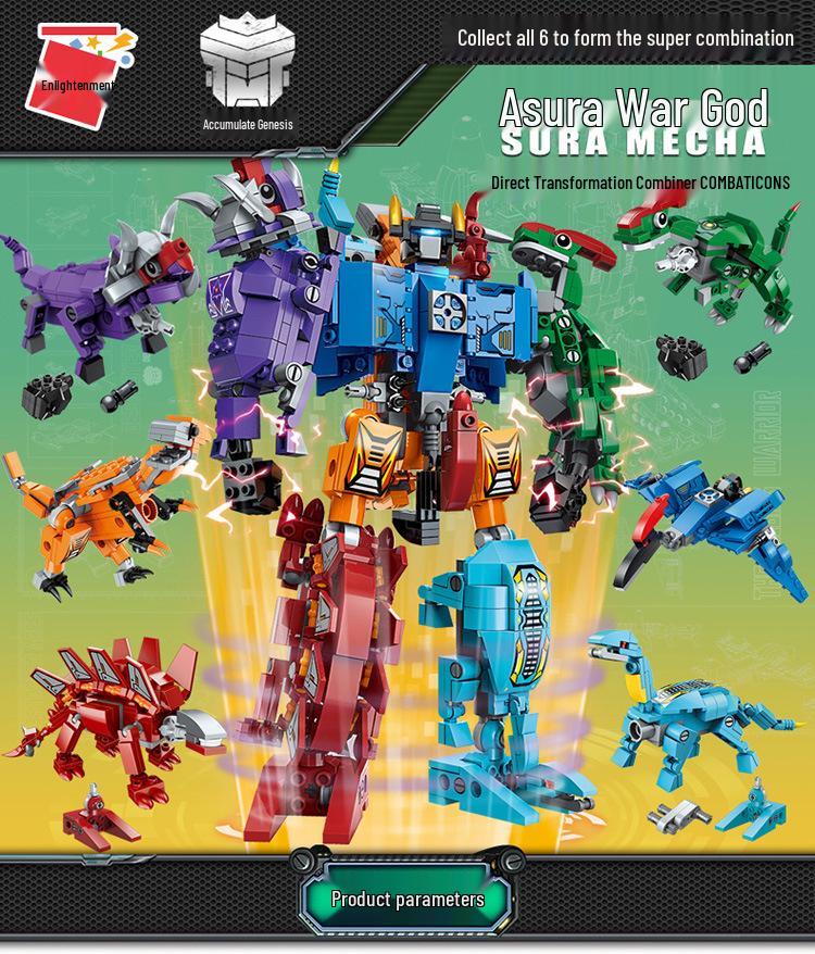 Enlightenment 1414: Shura War God Dinosaur-to-Robot Transforming Toy for Kids
