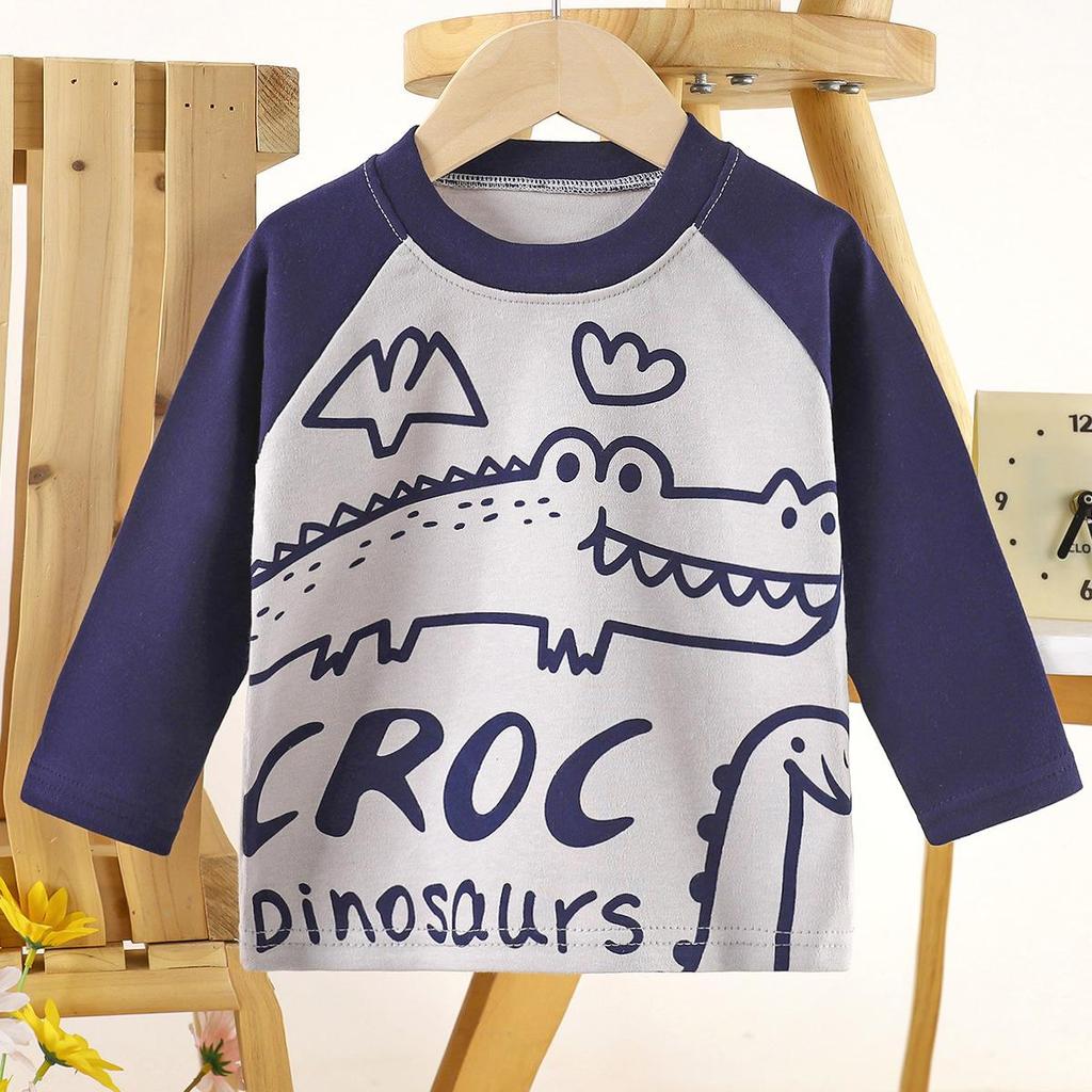 2026 Summer Children O-Neck Long Sleeve T-Shirt Kids Spring Cartoon Cotton Top for Girl Boy