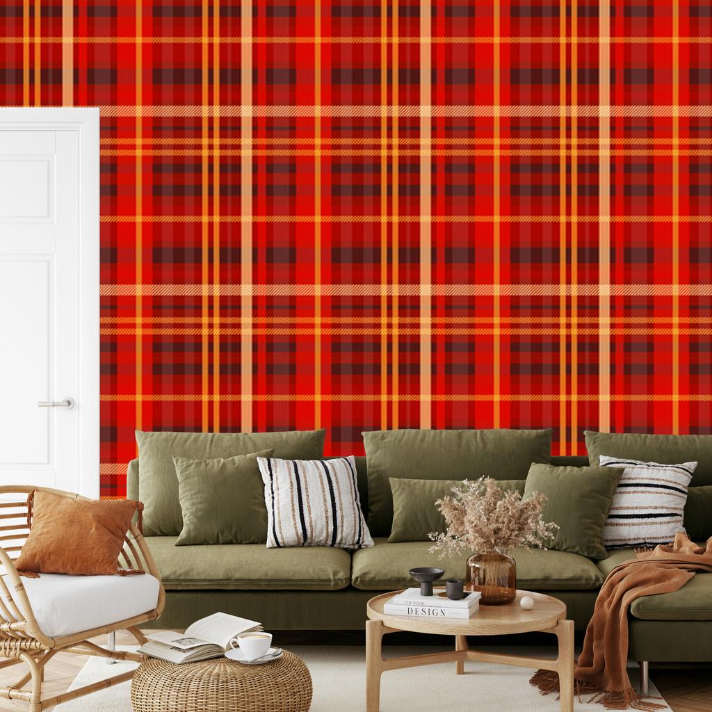Red and peach checkered wallpaper 50x1000