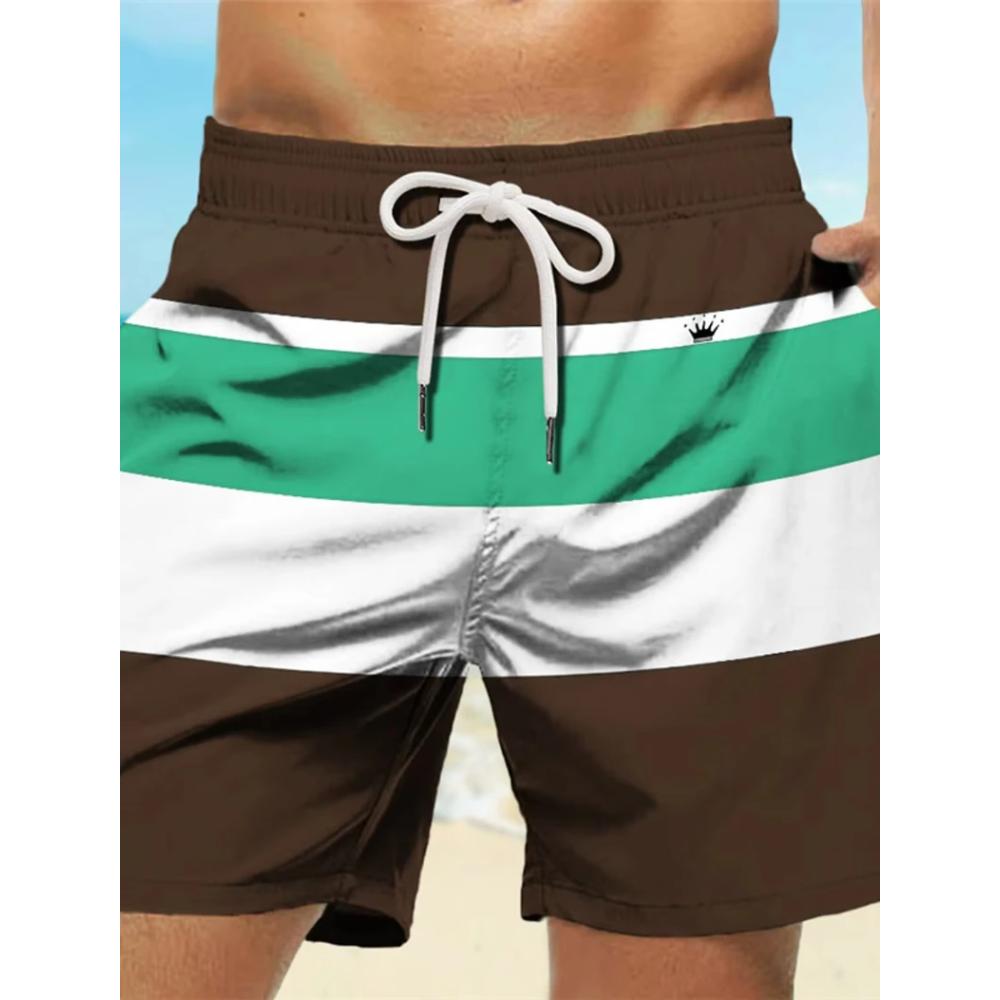 Fashion Men's Striped Printed Shorts Casual Comfort Beach Pants Daily Breathable Shorts Men’s