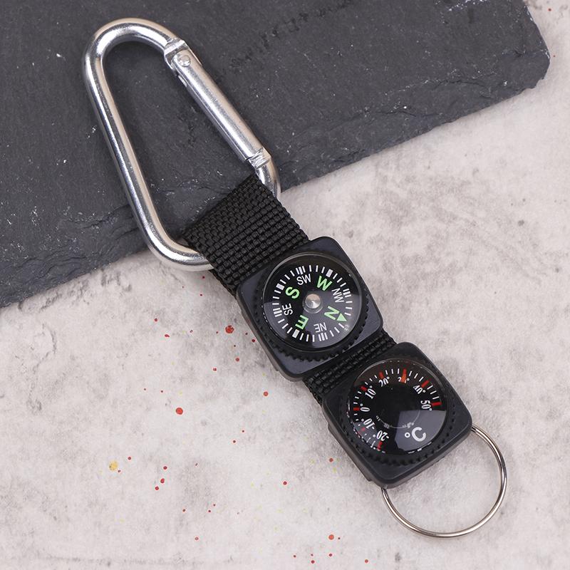 

Mini Compass With Hook 2-In-1 Multifunctional Hiking Carabiner Sensitive Guide Outdoor Mountaineering Key Ring Camping Tool чёрный