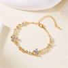 Elegant Crystal Flowers Bracelets For Women Girls Y2K Sweet Sparkling Zircon Floral Plant Chain Bracelet Luxury Wedding Jewelry