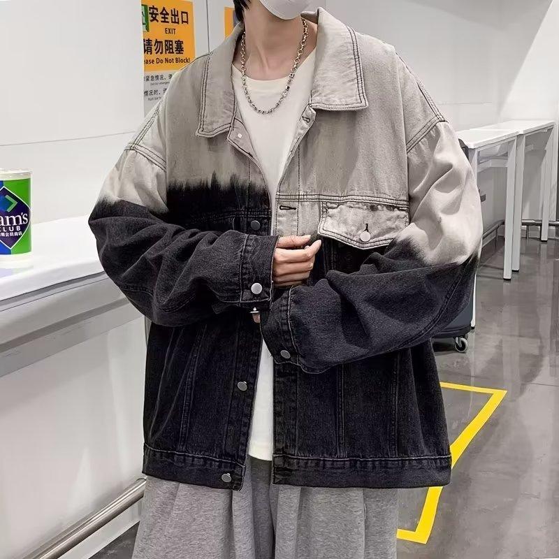 Denim Jacket Men's Street Retro Hong Kong Style Trendy Loose Plus Size Casual Top Work Jacket Clothes