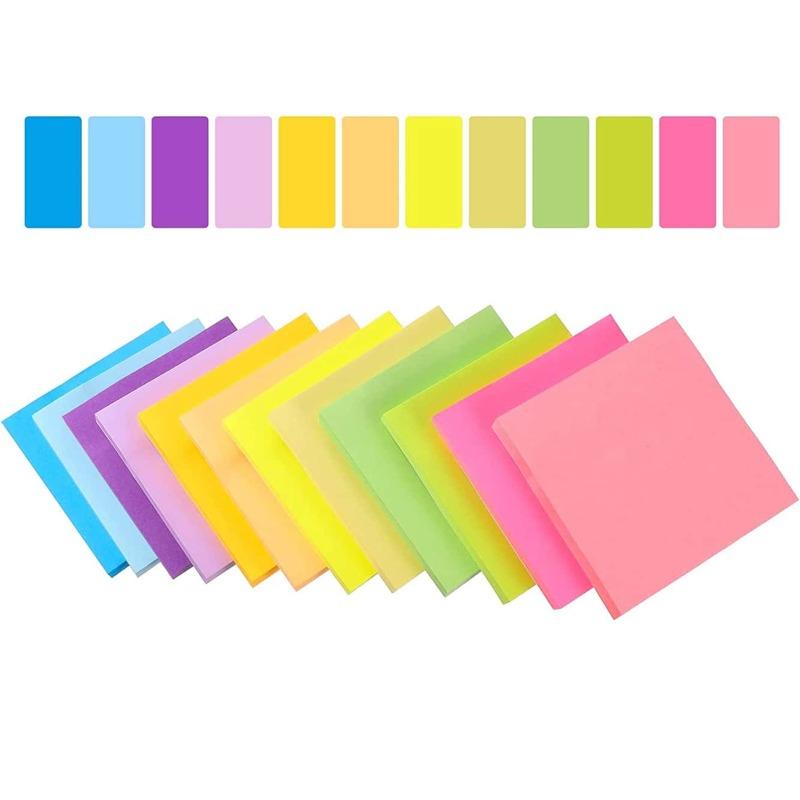 1set/6PCS Self-Stick Pads Bright Colors Sticky Note Sticky Notes Recyclable Easy To Post for Home Office Notebook