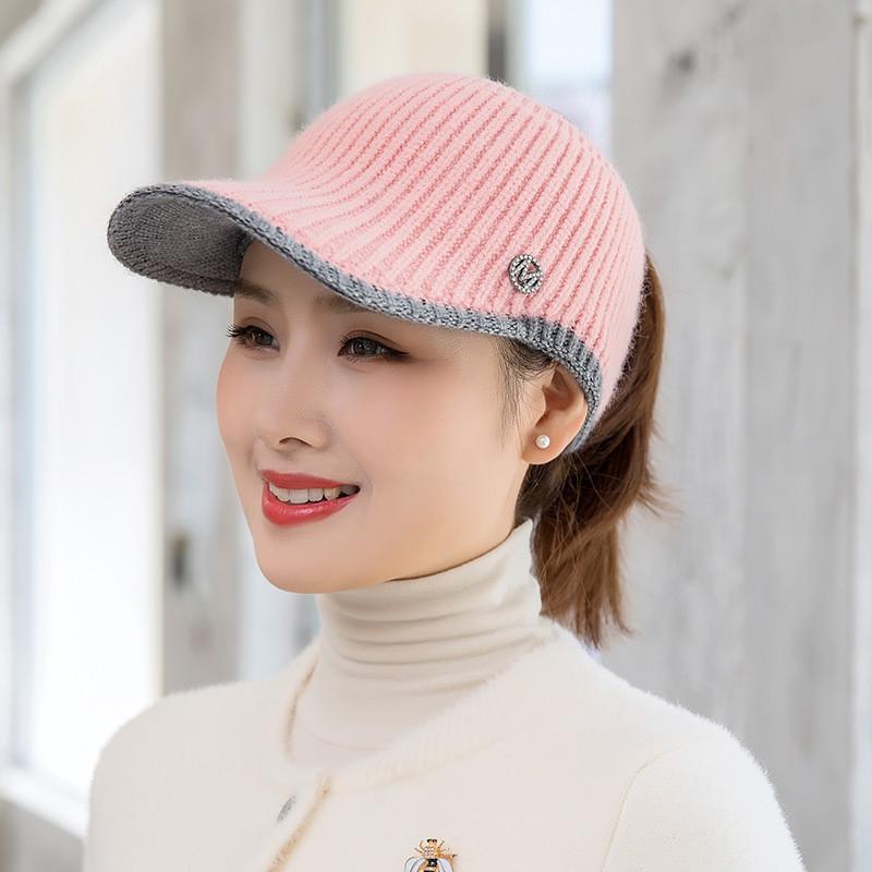Womens Knit Sunshade Hat With No Top Design And Letter Details For Commuting StyleA
