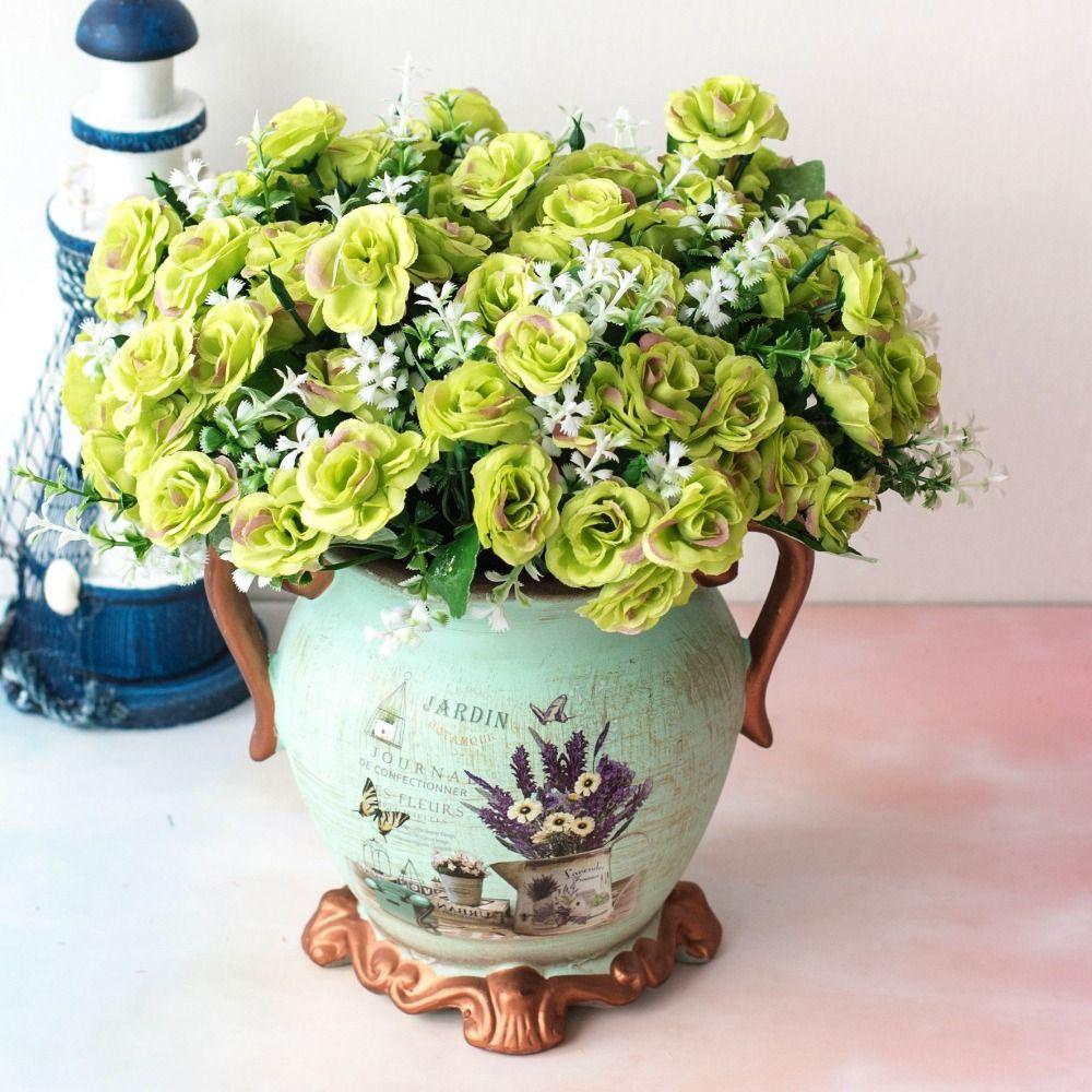 15 Head Real Happy Flower 6 Colors Mini Valentine's Day Flowers Photography Photo Gift Rose Flowers Decorative Home Decorative