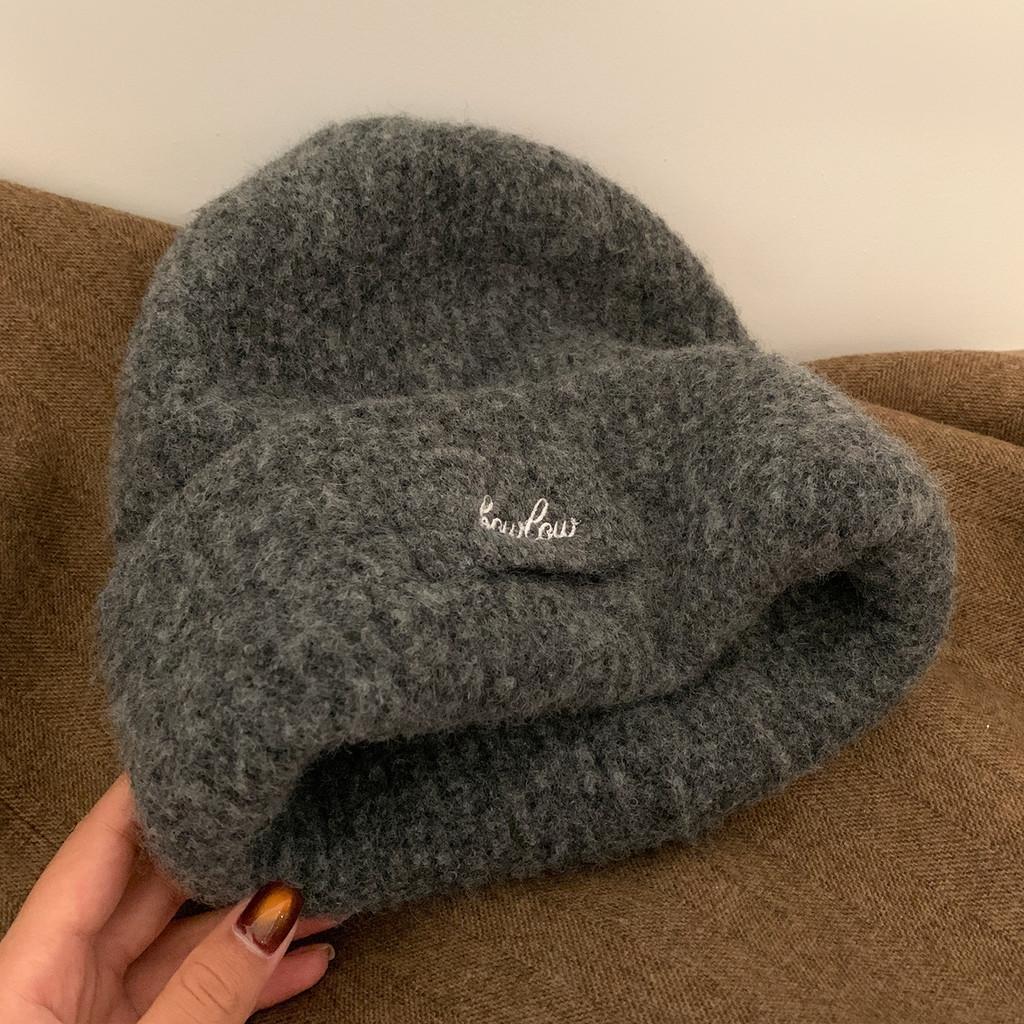 Wool Blend Letter Knitted Hat For Women Winter Cold Weather Warmth