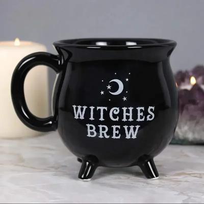 Creative Witches Brew Witch Cauldron Hrnek na kávu Černé keramické šálky na kávu Halloweenská stolní dekorace na Halloween