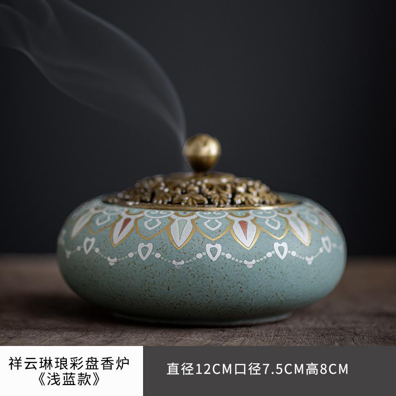Colour Enamels Plate Incense Burner Home Indoor Aromatherapy Furnace Tea Ceremony Incense Ornament Short Ai Zhu Incense Box