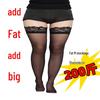 Plus Size Black Lace Silicone Non-Slip Thigh High Stockings for Women