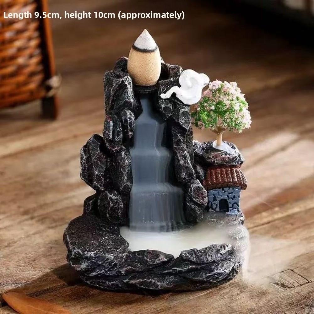 Mountain River Waterfall Incense Burner Resin Aromatherapy Ornament Home Decor Yoga