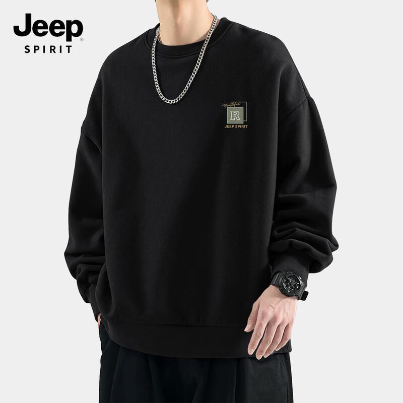 JEEP SPIRIT Men's Fleece Lined Round Neck Sweatshirt