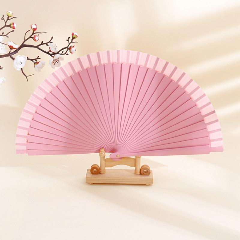 Traditional Wooden Hand Fan Classical Vintage Spanish Solid Color Folding Fan